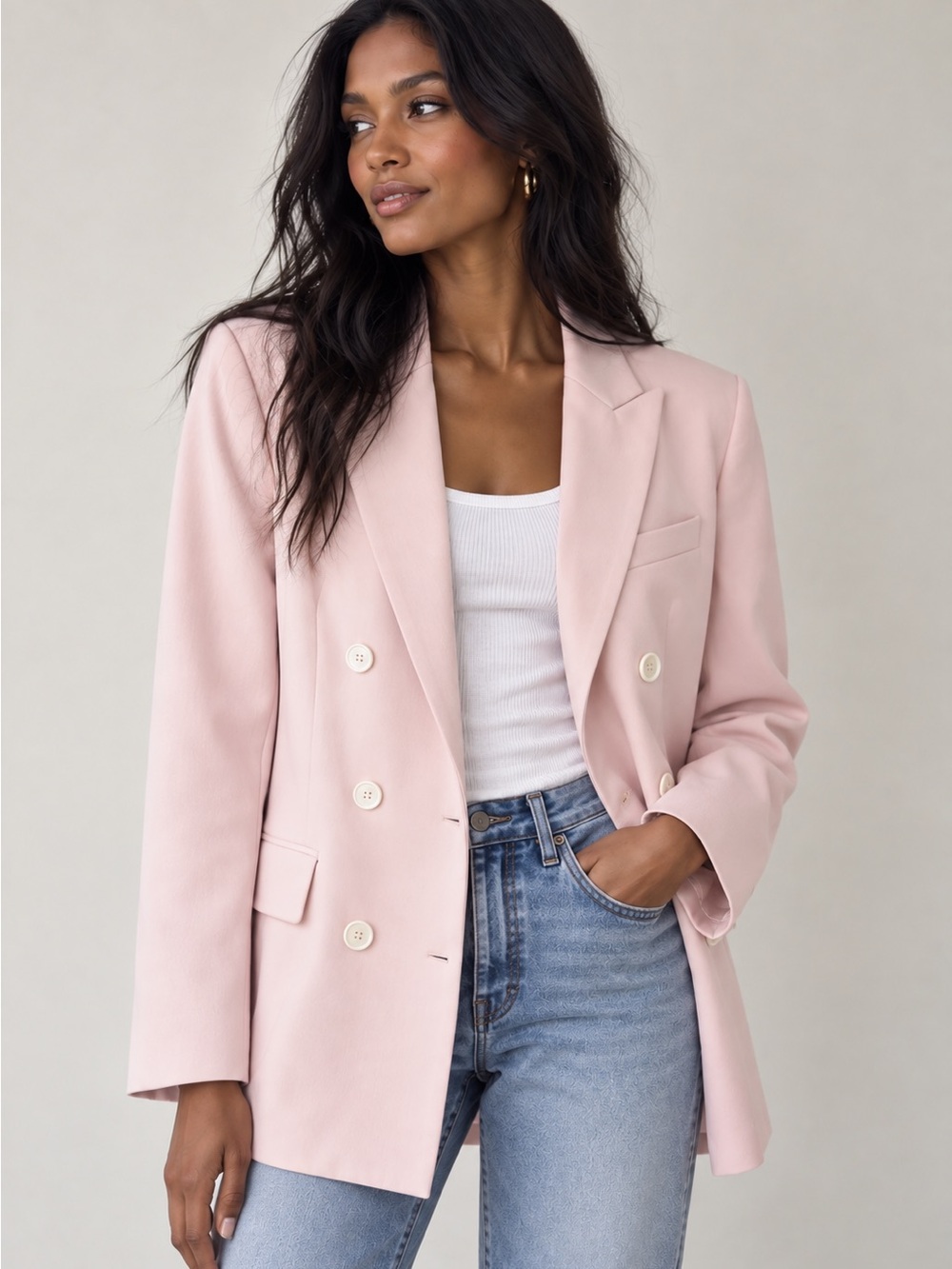 Zara Double-Breasted Pale Pink Women's Blazer Jacket Size XS NWT
